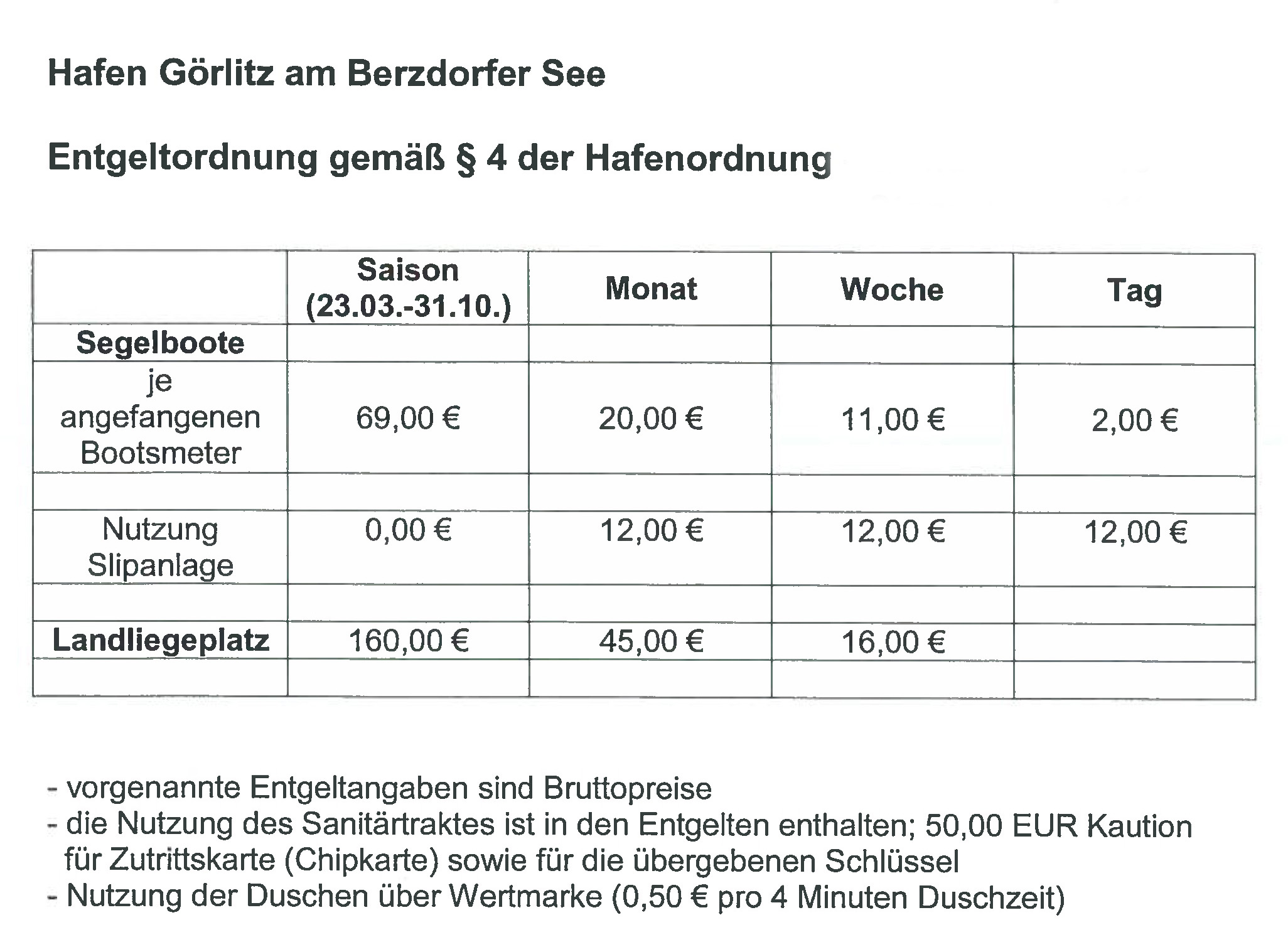 Entgeltordnung Hafen Görlitz